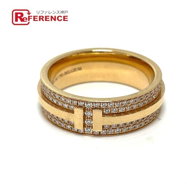 TIFFANY&amp;Co. ティファニー T TWO ワイド パヴェダイヤモンド リング・指輪 K18P...