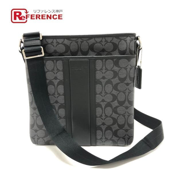 COACH コーチ 斜め掛けバッグ シグネチャー ショルダーバッグ ブラック メンズ【中古】