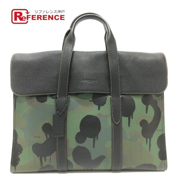 COACH コーチ 59431 トートバッグ カモフラ 迷彩 ビジネスバッグ グリーン メンズ【中古...