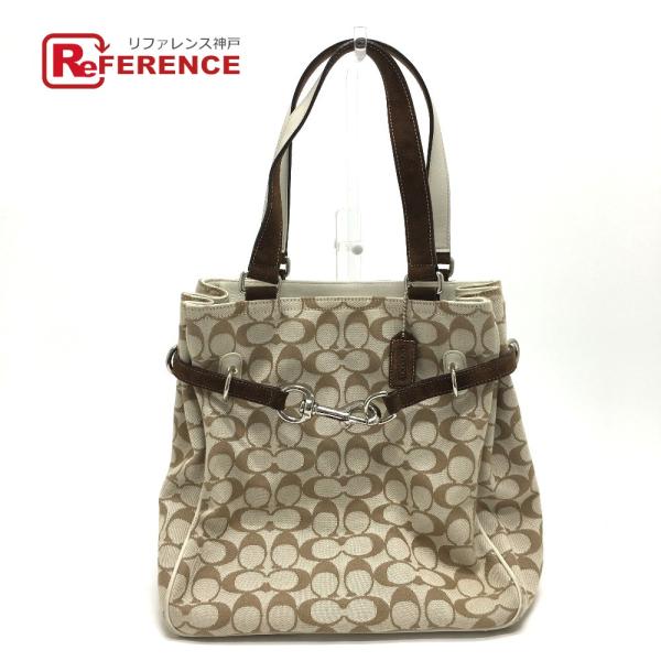 COACH コーチ 6352 シグネチャー 肩掛け トートバッグ キャンバス/レザー ベージュ レデ...