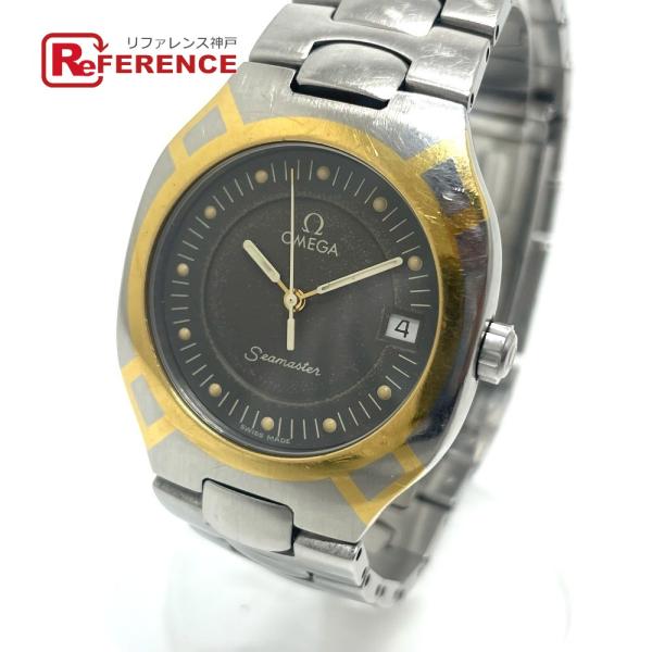 OMEGA オメガ シーマスターポラリス クオーツ デイト 腕時計 SS/YG シルバー メンズ【中...