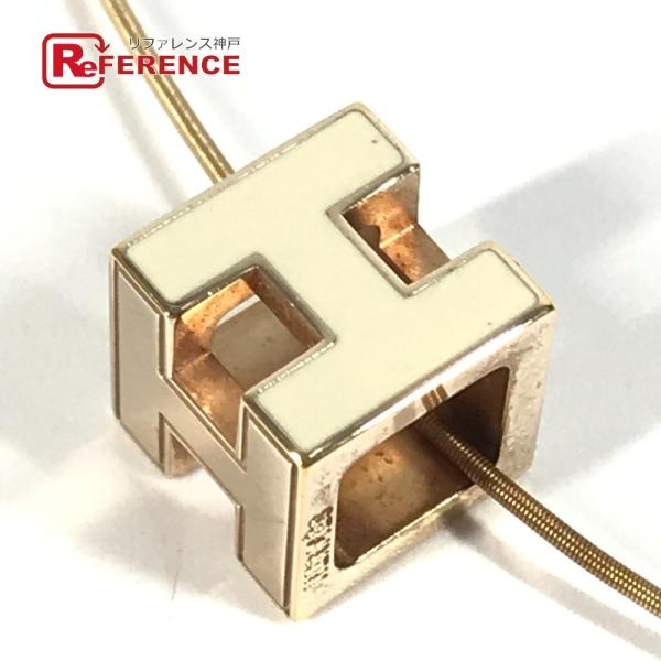 HERMES エルメス カージュドアッシュ Hキューブ  Hロゴ アクセサリー ネックレス ホワイト...