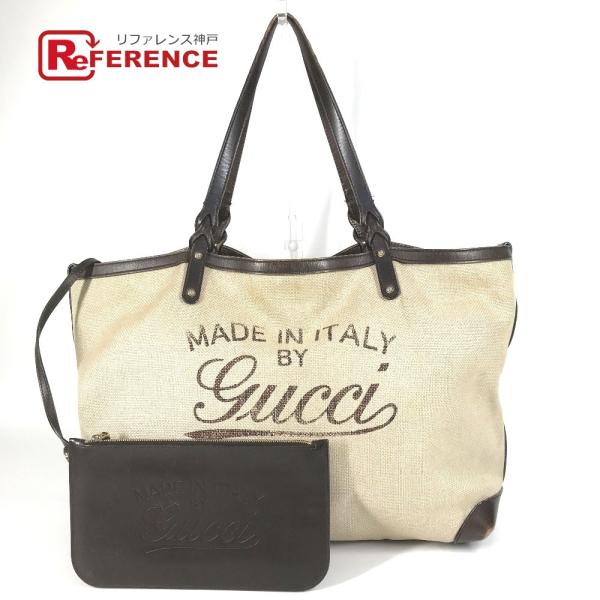 GUCCI グッチ 247207 ロゴ カバン トートバッグ 肩掛け ボストンバッグ ポーチ付き シ...