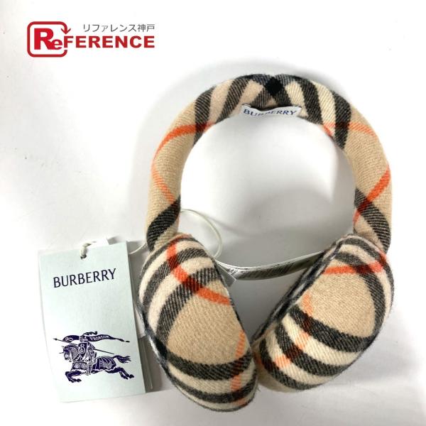 美品 BURBERRY バーバリー 8105109 チェック ロゴ マフラー 耳あて イヤーマフ ベ...
