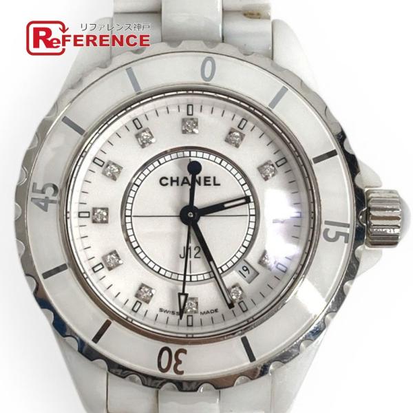 CHANEL シャネル J12 12Pダイヤ ダイヤモンド クォーツ ウォッチ ラウンドフェイス 3...