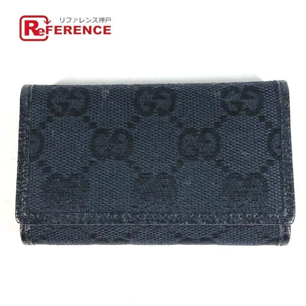 美品 GUCCI グッチ 04564 GG ロゴ 6連 6P 鍵 キーケース ブラック ユニセックス...