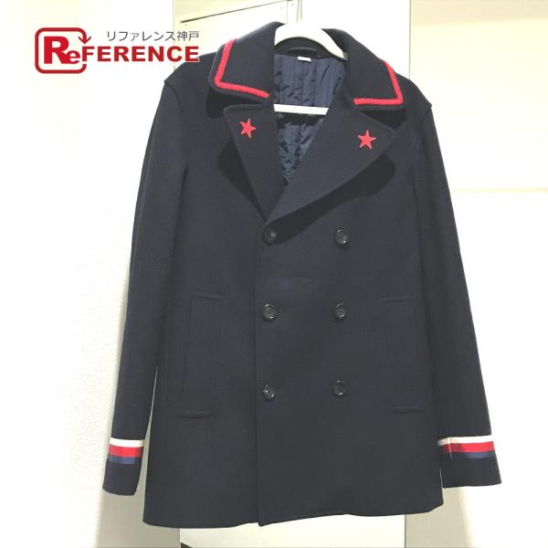 美品 GUCCI グッチ 451131 フェルトジャケット シルヴィウェブリボン ピーコート  メン...