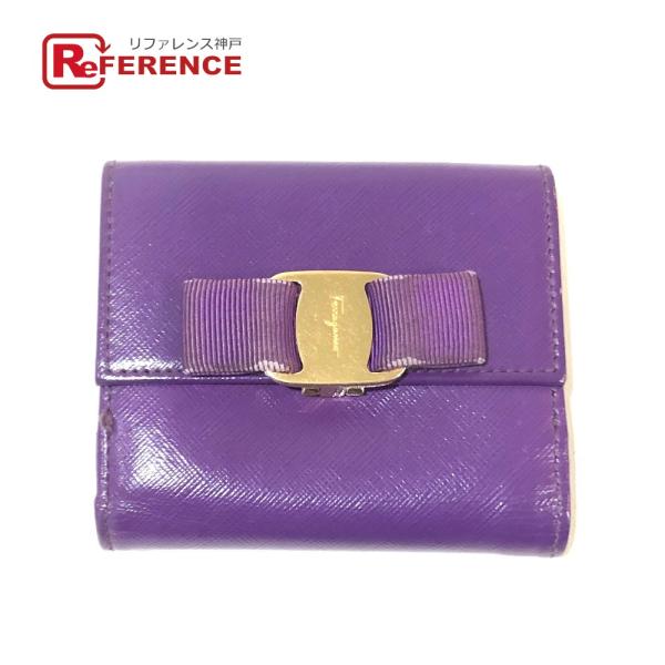 Salvatore Ferragamo サルヴァトーレフェラガモ ヴァラ リボン 三つ折り財布 レザ...