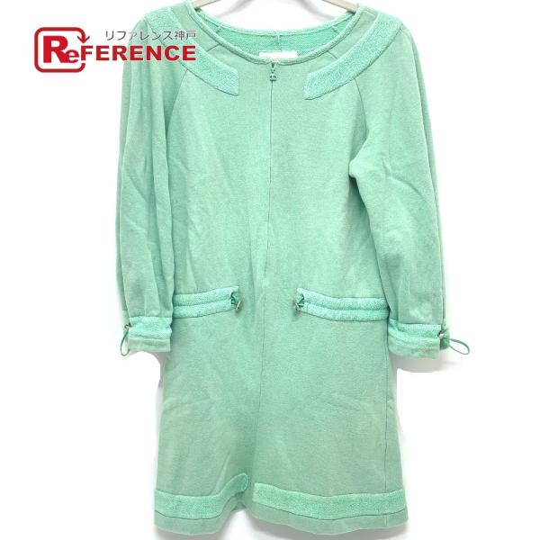 CHANEL シャネル P48060 ワンピース スウェット コットン グリーン レディース【中古】