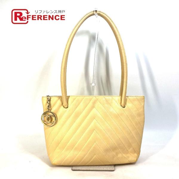 CHANEL シャネル CC ココマーク Ｖステッチ シェブロン 肩掛け トートバッグ ショルダーバ...