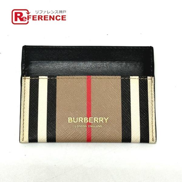 美品 BURBERRY バーバリー チェック ロゴ 名刺入れ パスケース カードケース ベージュ レ...