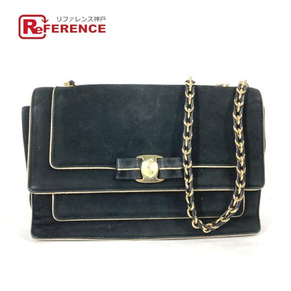 Salvatore Ferragamo サルヴァトーレフェラガモ Wチェーン ヴァラ リボン 斜め掛...