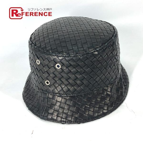 美品 BOTTEGA VENETA ボッテガヴェネタ 687343 イントレチャート ハット帽 帽子...