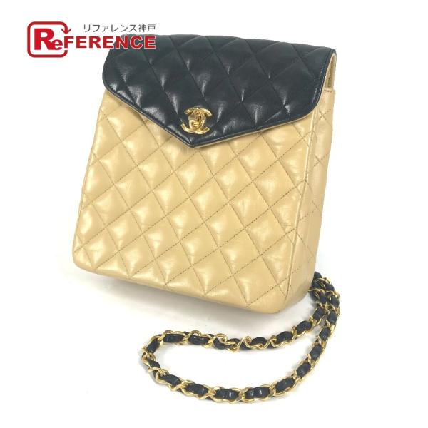 CHANEL シャネル CC ココマーク マトラッセ チェーン バイカラー ショルダーバッグ ベージ...