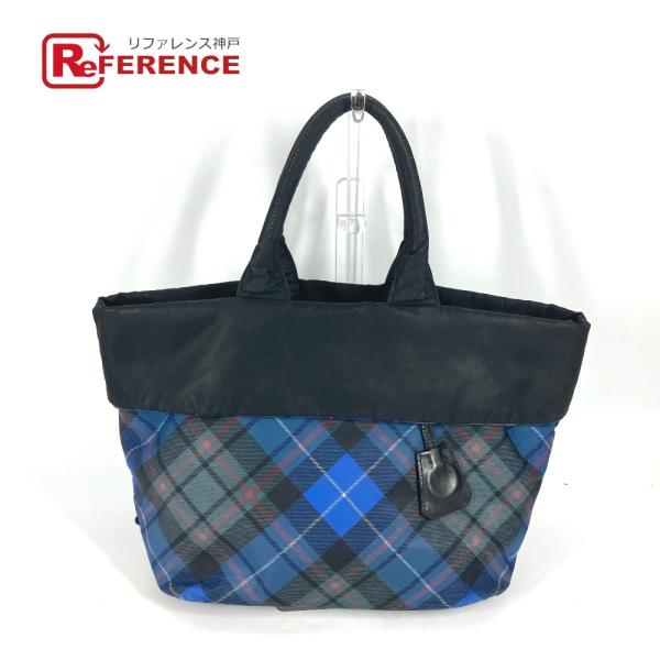 PRADA プラダ カバン  トートバッグ チェック ショルダーバッグ ブラック レディース【中古】