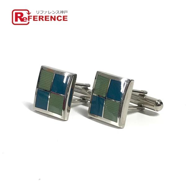 美品 Salvatore Ferragamo サルヴァトーレフェラガモ ロゴ カフス シルバー ユニ...