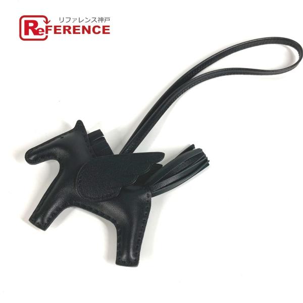 未使用 HERMES エルメス ロデオ ペガサスPM バッグチャーム ソーブラック 馬 オールブラッ...