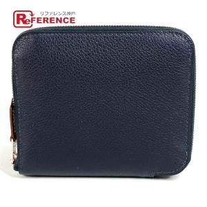 新品同様 HERMES エルメス アザップシルクインコンパクト カードケース コインケース 名刺入れ パスケース 2つ折り財布 ネイビー【中古】
