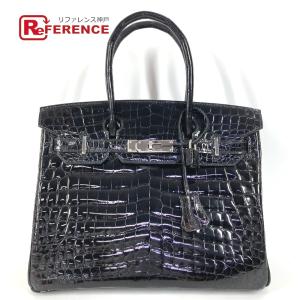 HERMES エルメス バーキン30 バーキン 30 カバン バッグ トートバッグ クロコ シャイニー ハンドバッグ ブラック レディース【中古】