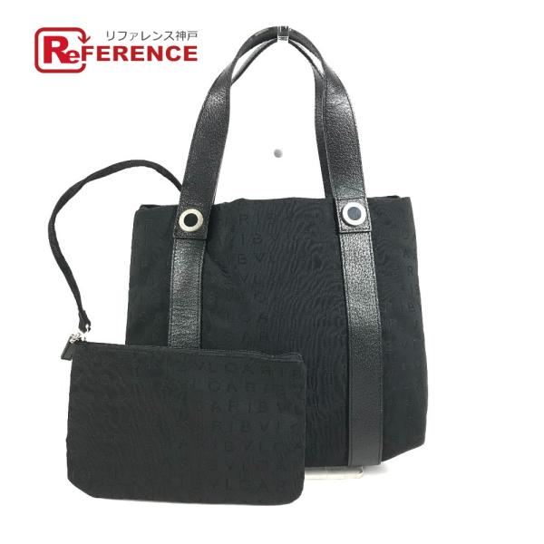 BVLGARI ブルガリ ロゴマニア ポーチ付き カバン トートバッグ ハンドバッグ ブラック ユニ...