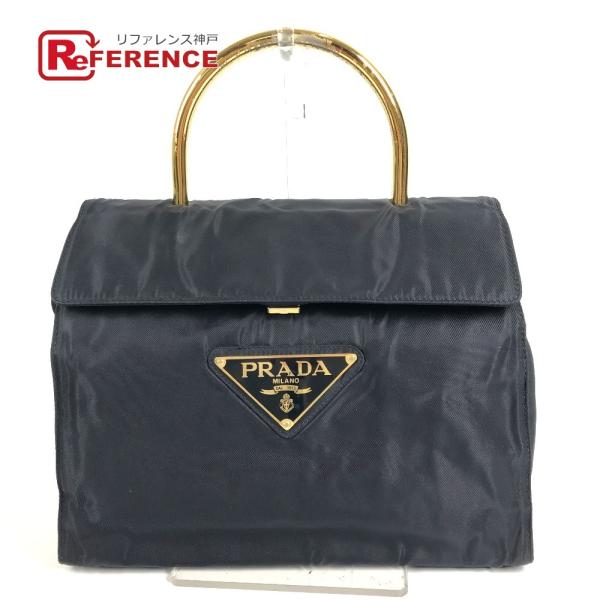 PRADA プラダ トライアングルロゴ 三角ロゴ プレート カバン メタルハンドル トートバッグ ビ...
