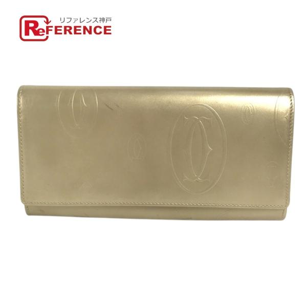 CARTIER カルティエ ロゴ ハッピーバースデー ロングウォレット フラップ 長財布 ゴールド ...