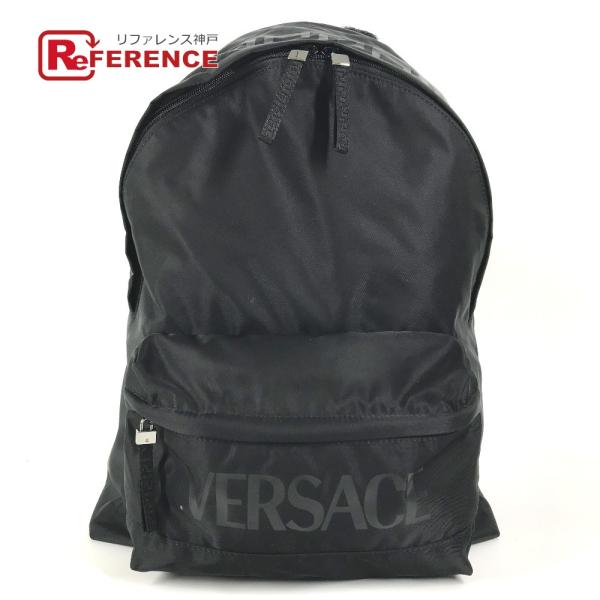 VERSACE ヴェルサーチ ロゴ バックパック カバン かばん リュックサック ブラック ユニセッ...