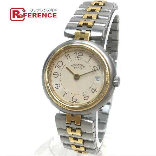 HERMES エルメス プロフィール コンビ デイト レディース腕時計 SS/GP レディース シル...