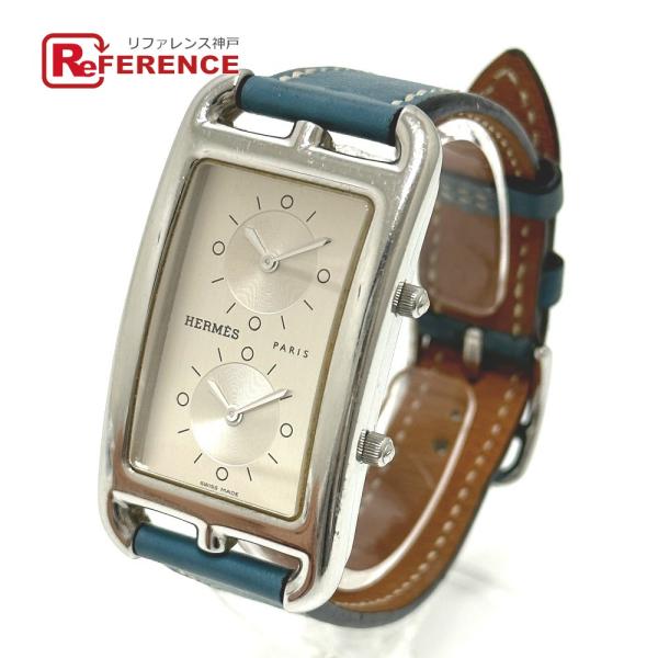 HERMES エルメス CC3-510 ケープコッド ドゥーゾーン 2タイムゾーン 腕時計 SS □...