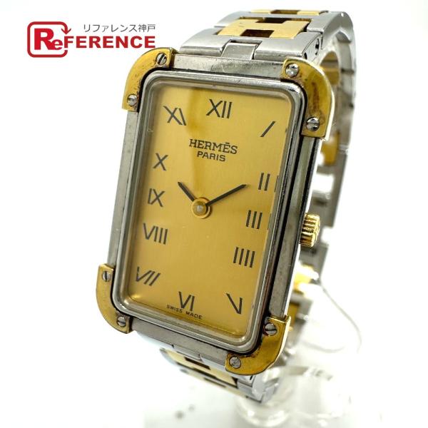 HERMES エルメス CR1.240 クロアジュール コンビ クォーツ 腕時計 シルバー レディー...