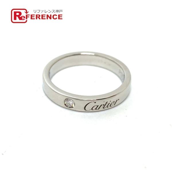 新品同様 CARTIER カルティエ エングレーブド 1P ダイヤ  指輪 リング・指輪 シルバー ...