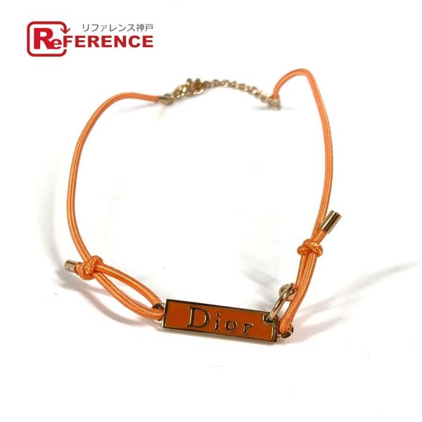 Dior ディオール ロゴプレート チョーカー アクセサリー チェーン ネックレス オレンジ レディ...