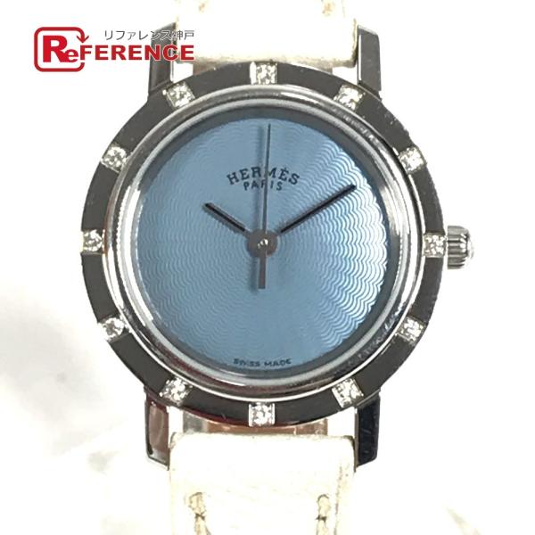 HERMES エルメス 12P ダイヤ ダイヤモンド レディースウォッチ ウォッチ 時計 レザーベル...