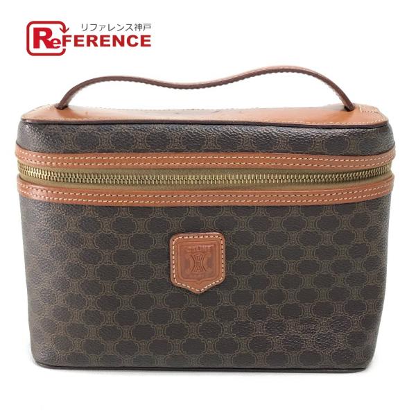 CELINE セリーヌ マカダム メイクポーチ 化粧ポーチ ハンドバッグ バニティバッグ レザー/P...