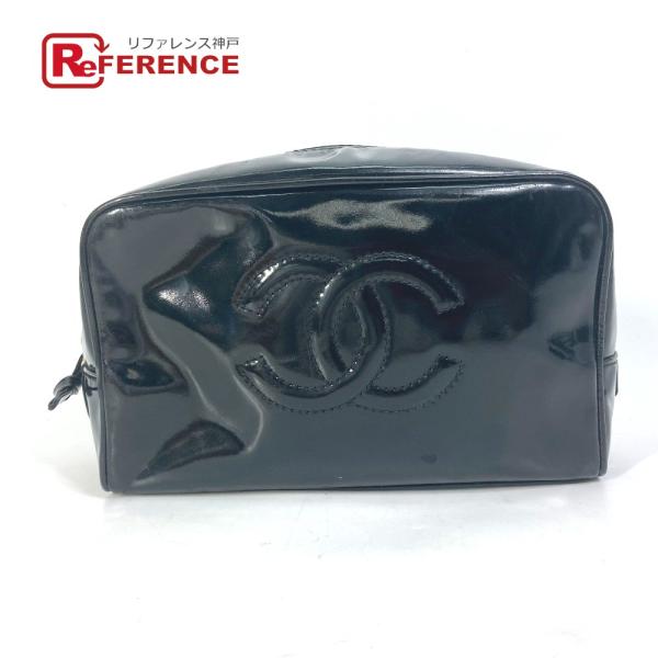 CHANEL シャネル メイクポーチ 化粧ポーチ CC ココマーク ポーチ ブラック レディース【中...