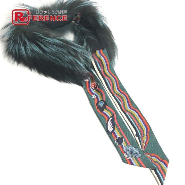 FENDI フェンディ ティペット ラッピー スカーフ ファー スヌード マフラー グリーン系 レデ...