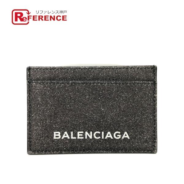 新品同様 BALENCIAGA バレンシアガ 392126 カードホルダー 名刺入れ ロゴ ラメ カ...