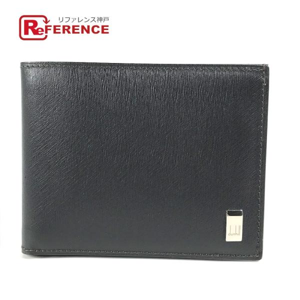 未使用 Dunhill ダンヒル ロゴ コンパクトウォレット 2つ折り財布 ブラック メンズ【中古】