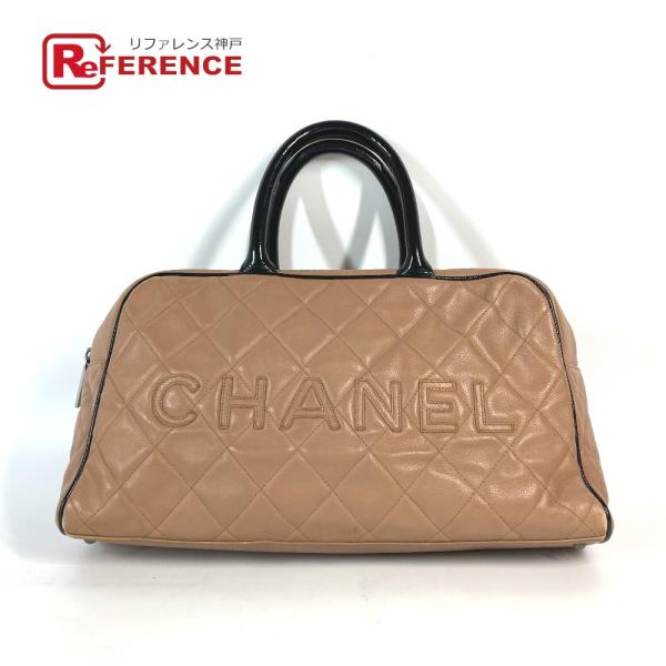 CHANEL シャネル ロゴ キルティング カバン ハンドバッグ ボストンバッグ ベージュ系 レディ...