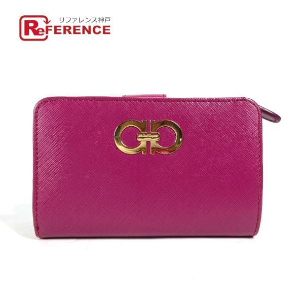 美品 Salvatore Ferragamo サルヴァトーレフェラガモ ロゴ ガンチーニ コンパクト...