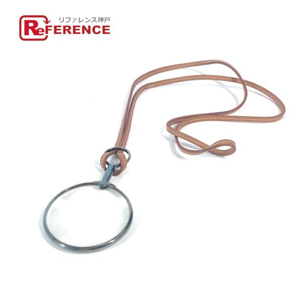 HERMES エルメス ルーペ アクセサリー 革紐 ネックレス ブラウン ユニセックス【中古】