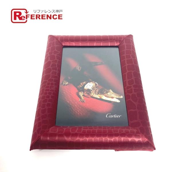美品 CARTIER カルティエ ロゴ 写真立て フォトスタンド インテリア フォトフレーム レッド...