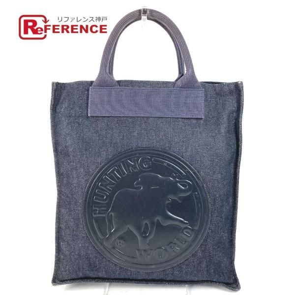 HUNTING WORLD ハンティングワールド ロゴ ハンドバッグ カバン 縦型トート デニム ト...