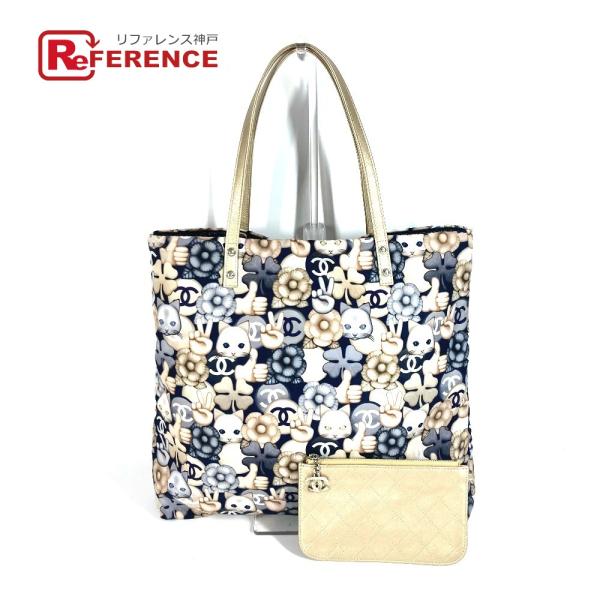CHANEL シャネル キャット  シュペット　カメリア 猫 カバン ポーチ付き トートバッグ 肩掛...