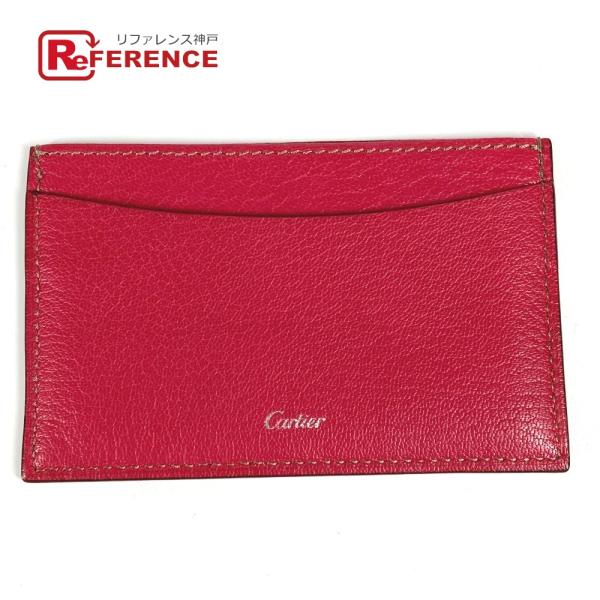 CARTIER カルティエ ロゴ 名刺入れ パスケース カードケース レッド系 ユニセックス【中古】