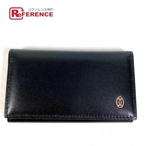 美品 CARTIER カルティエ パシャ ロゴ 6連 6P 鍵 キーケース ブラック ユニセックス【...