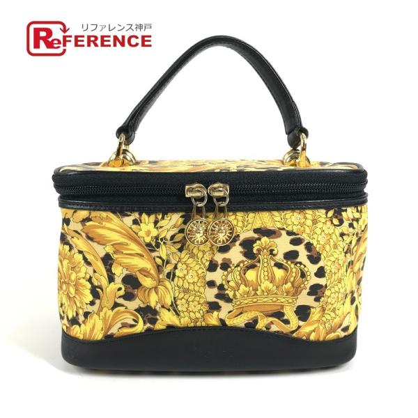 VERSACE ヴェルサーチ レオパード 豹柄 ヒョウ カバン バニティ型 ポーチ ミラー付き 鏡 ...