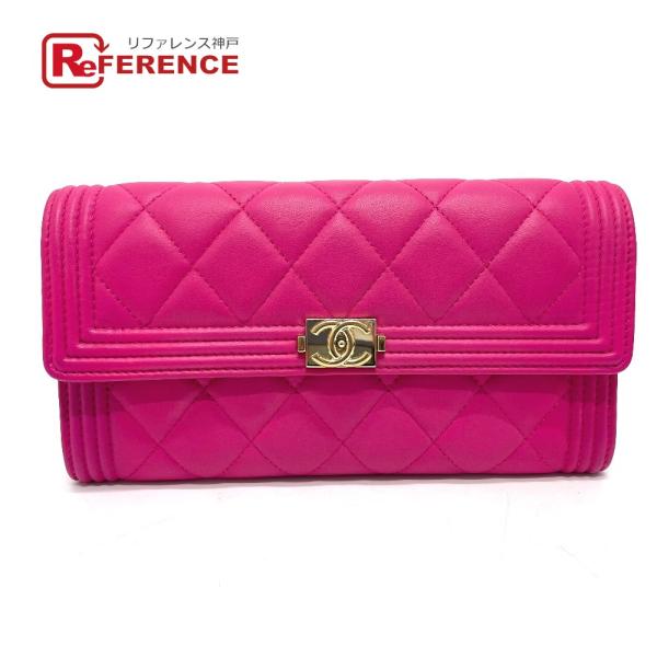 CHANEL シャネル A80286 ボーイシャネル 財布 ラウンドファスナー ロングウォレット 革...