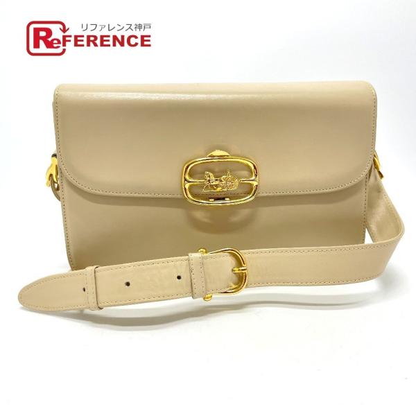 CELINE セリーヌ 馬車金具 ヴィンテージ 肩掛け セミショルダーバッグ レザー レディース ベ...