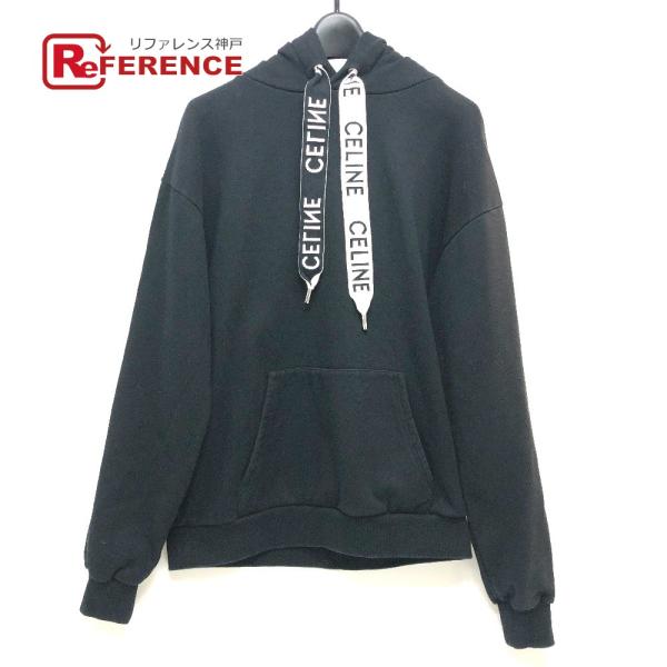 CELINE セリーヌ 2Y468670Q フード スウェット ロゴ紐 パーカー ブラック メンズ【...